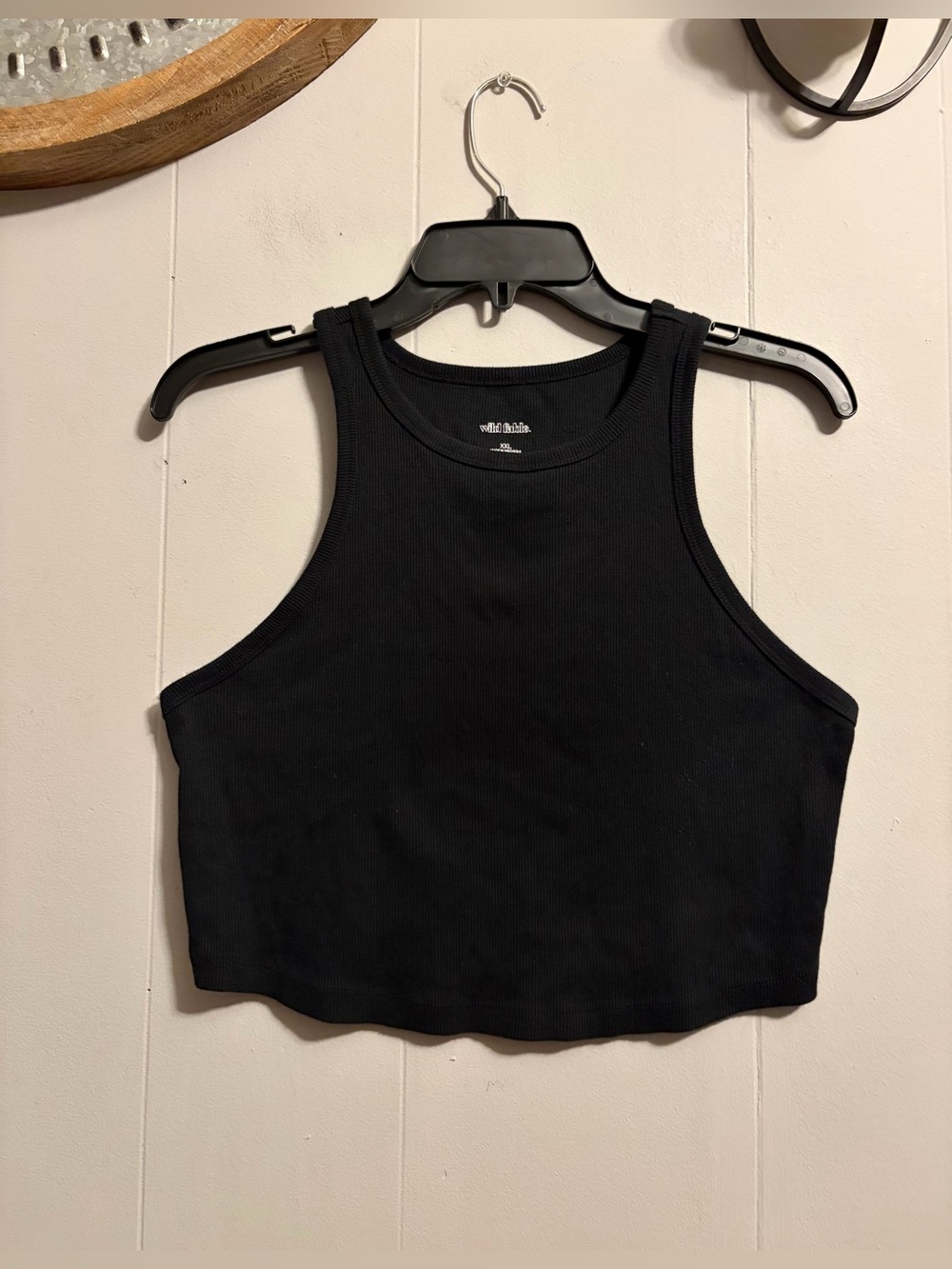 Ribbed Black Cropped Tank Top Cropped
